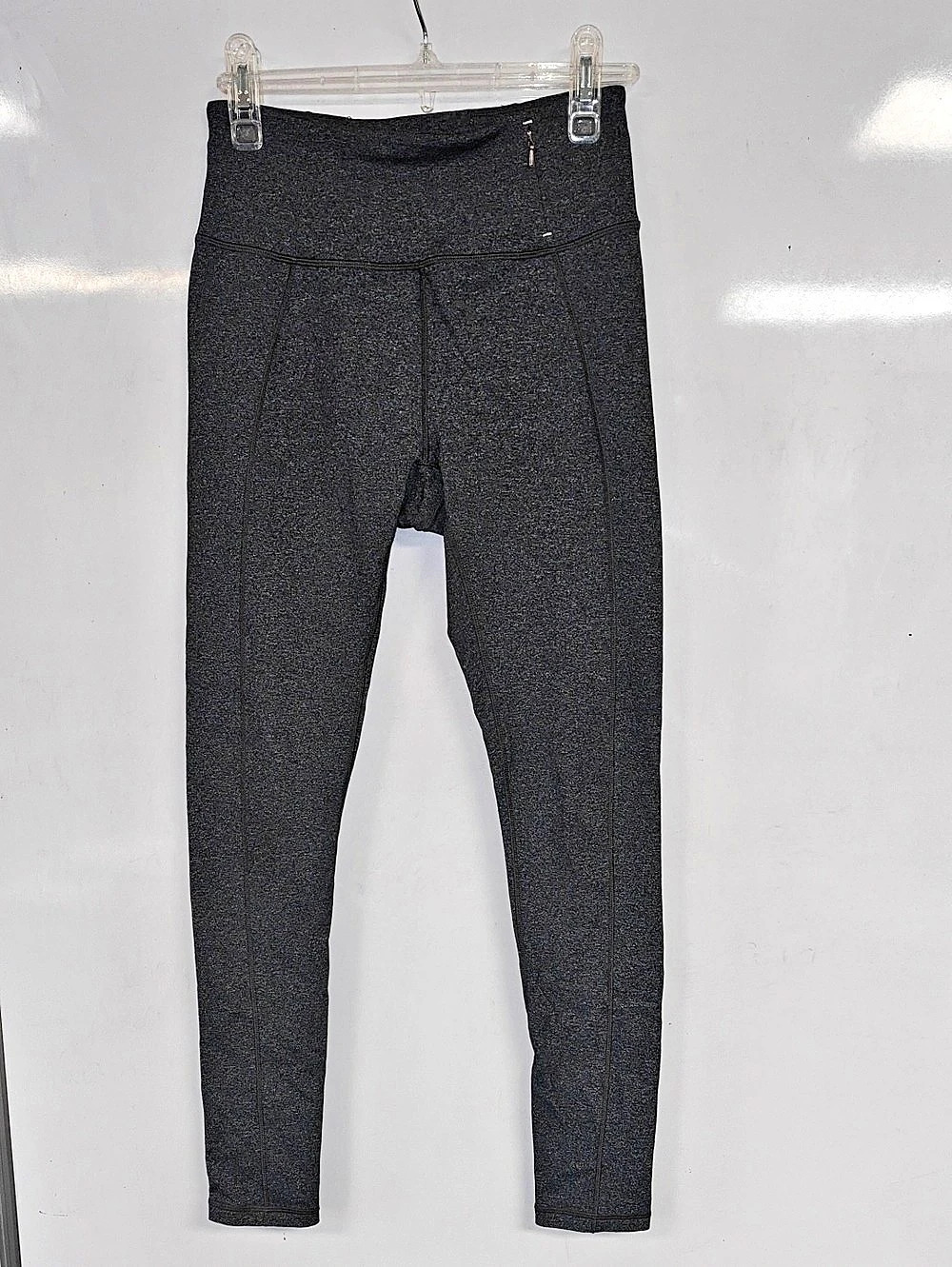 CALIA Essential Tight Fit High-Rise Leggings in Pure Black Heather (Size Small).